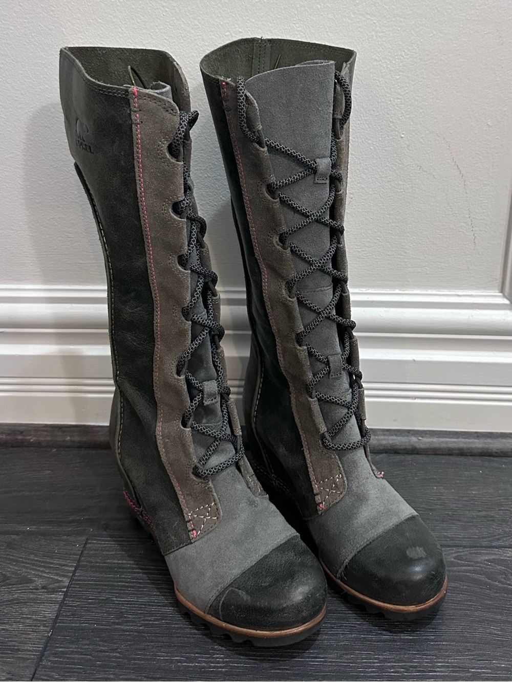Women’s SOREL Cate The Great Gray Lace-Up Suede Riding Boots